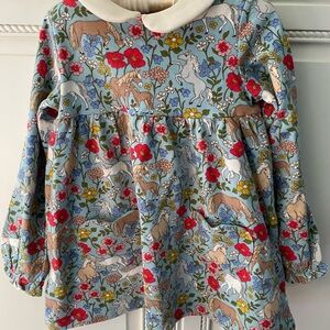 Mini Boden Blue Floral & Horse Print Long Sleeve Top
